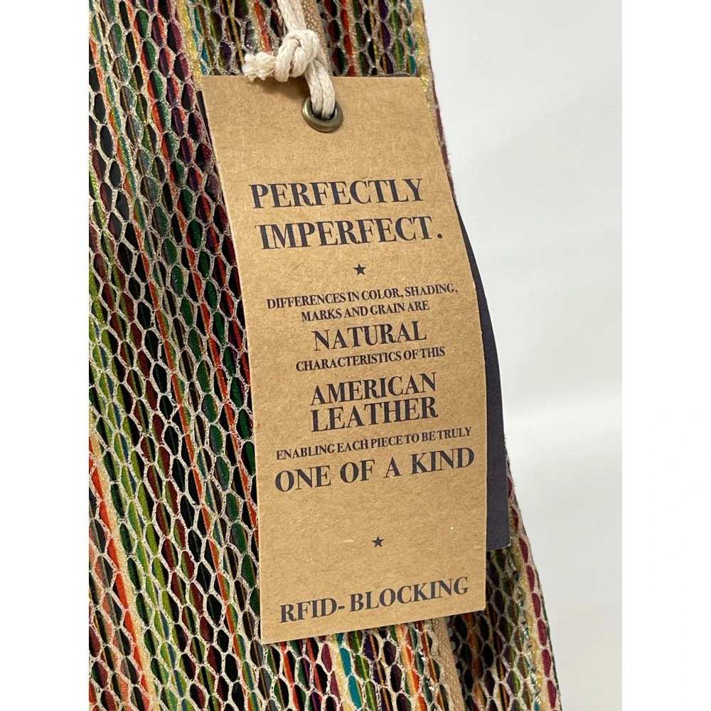 American Leather Co Multi Color Striped Snake Embossed RFID Crossbody Bag New